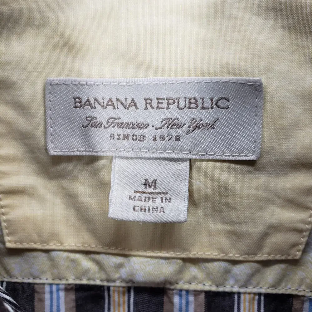 Banana Republic Classic Fit Brown Stripe Cotton Shirt Size M